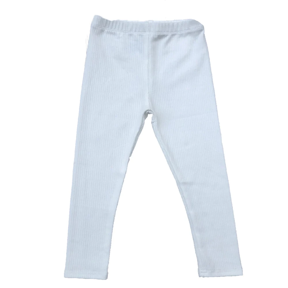 Wholesale Baby Boys Girls Solid Leggings Toddler Ribbed Kids Stretchy High Waist Trousers - Image 2