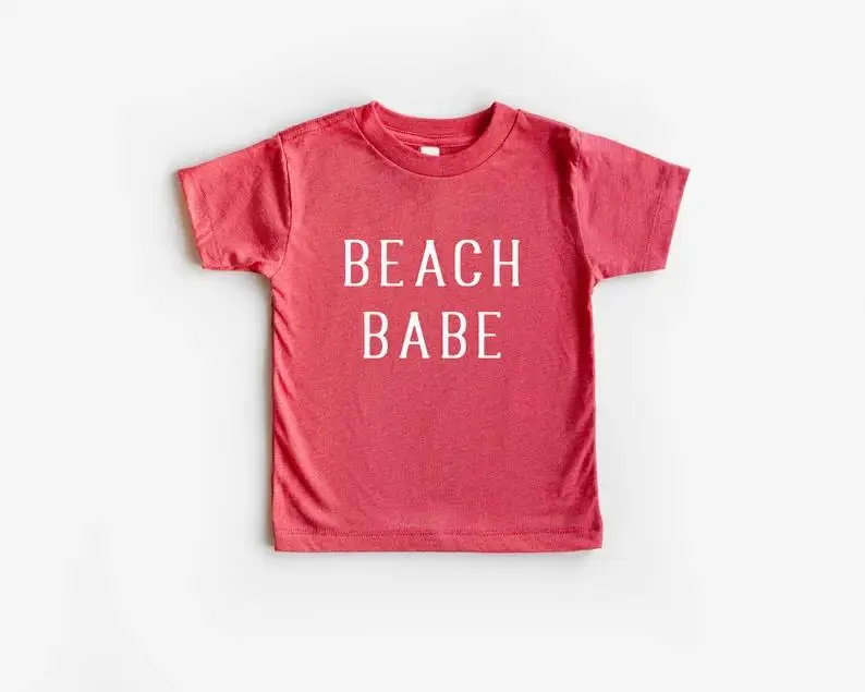 Custom Printing Baby Clothing Shirt Summer Beach Babe Kids Summer Surf and Sun Baby and Toddler Drop-shoulderT Shirt - Image 2