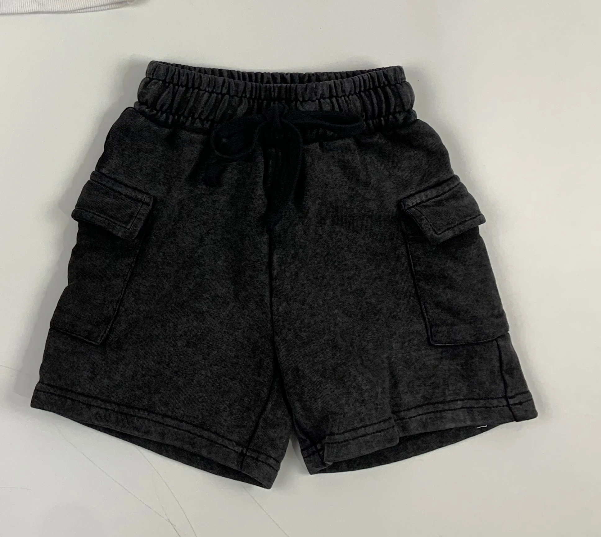 Custom Color French Terry Boy Shorts for Summer Classic Acid Wash Design with Pocket for Babies - Image 4