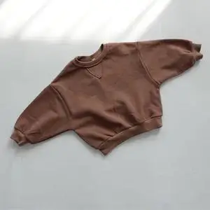 Unisex Soft Baby Sweatshirt Solid Color French Terry Oversize Pullover Hoodie Bubble Top Pullover Sweatshirt - Image 4