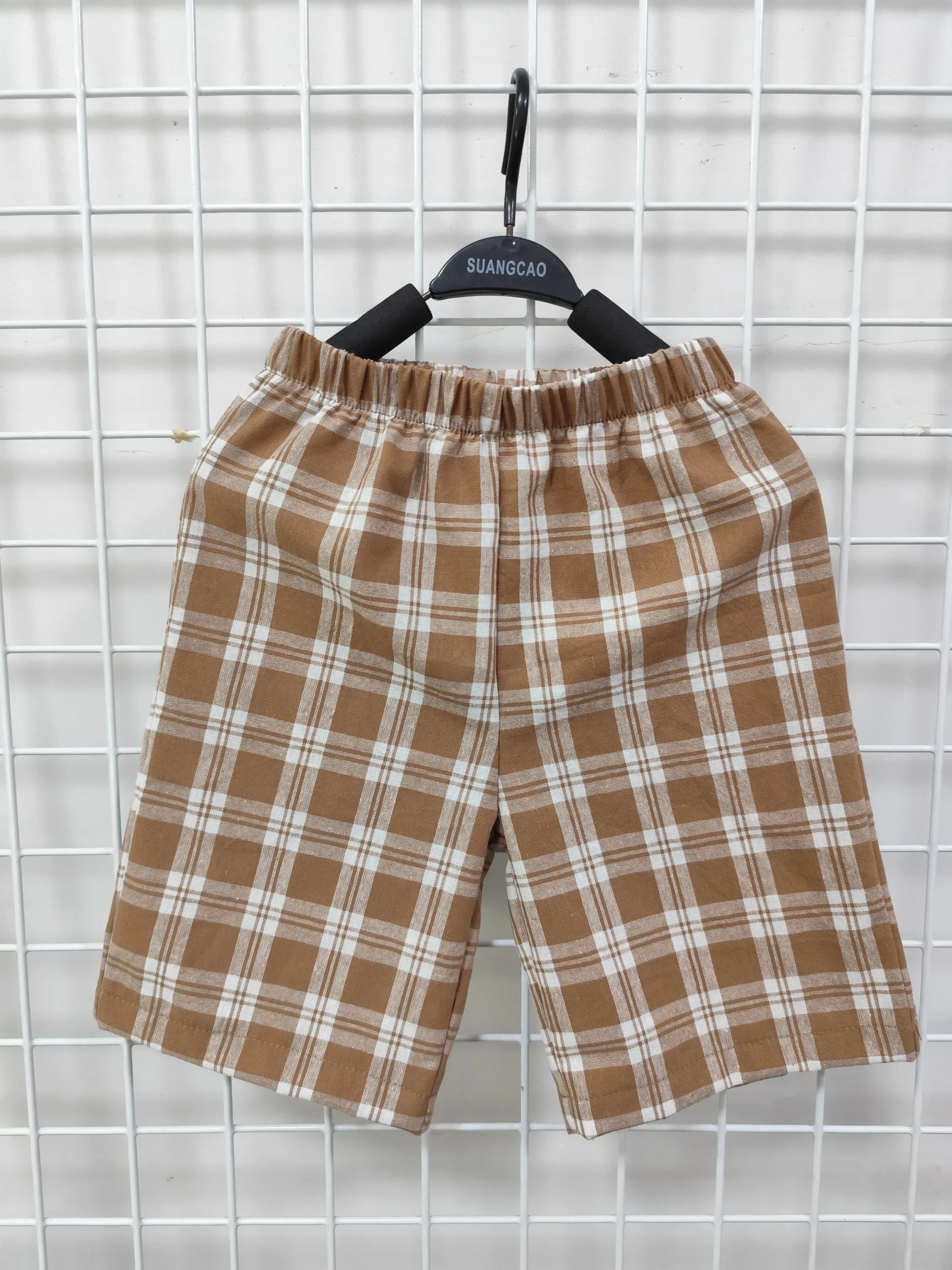 Wholesale Summer Boy's Pants & Shorts New Style 100% Cotton Plaid Pattern Custom Colors for Babies - Image 3