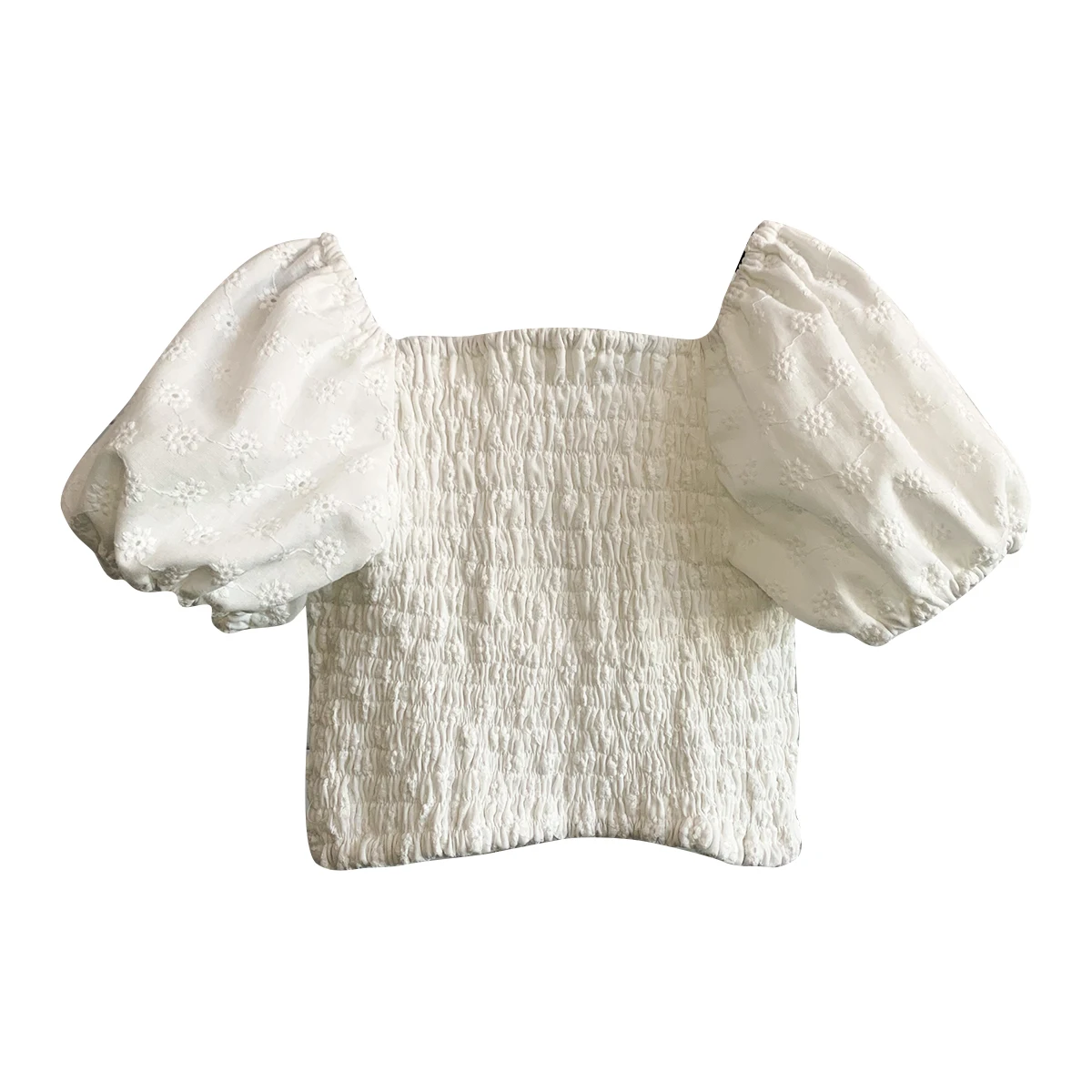 Wholesale 2024 Baby Girls Lace Bubble Sleeve Casual Square Neck Short Sleeve - Image 4