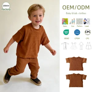 Children's Summer Shirt Baby Summer Clothes Kids 5D Spiral Crinkle Knit T-Shirt Short Sleeve Crewneck Oversized Toddler Top