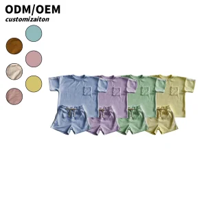 New Baby Short Sleeve Shorts Set Casual Style Towel Summer Solid Color Soft Sports T-shirt Two-piece Set
