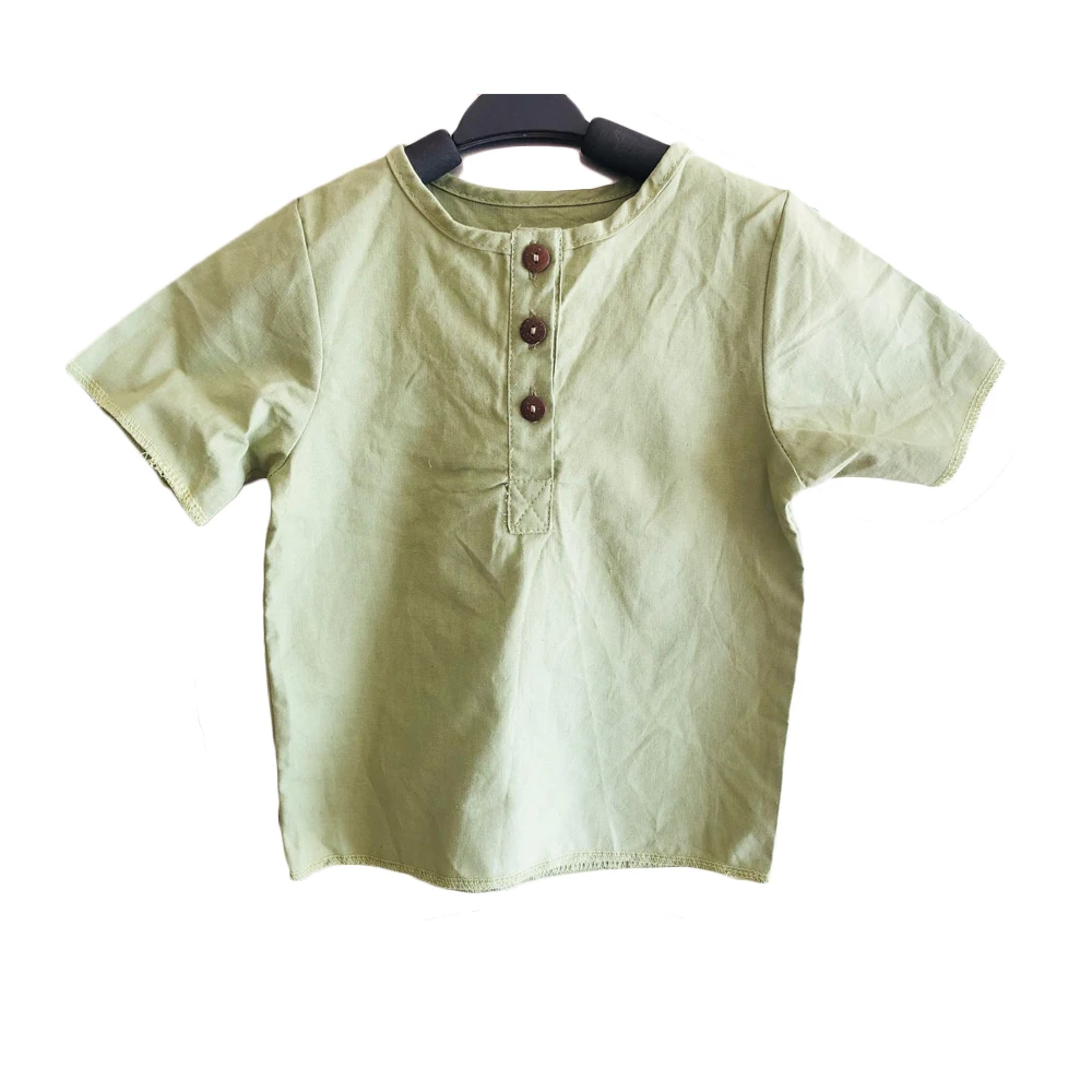 Advanced Simple Personality Bright Cotton and Linen T-Shirt for Kids New Short Design Smart Baby Clothing - Image 5