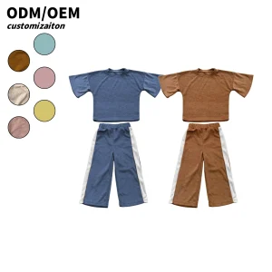 Casual Two-Piece Outfit for New Baby Girls Solid Color Soft Summer Towel Short Sleeve Sports T-Shirt and Shorts Set
