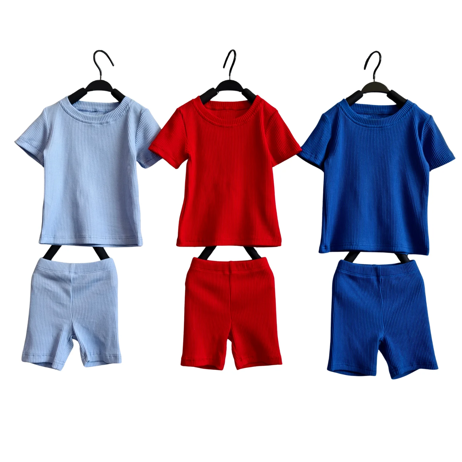 Comfortable Sweatshirt Children's Suit Cotton Pit Stripe Rib 2 Pieces Summer Set Suitable for 0 - 8 Years Old Baby Suit - Image 2