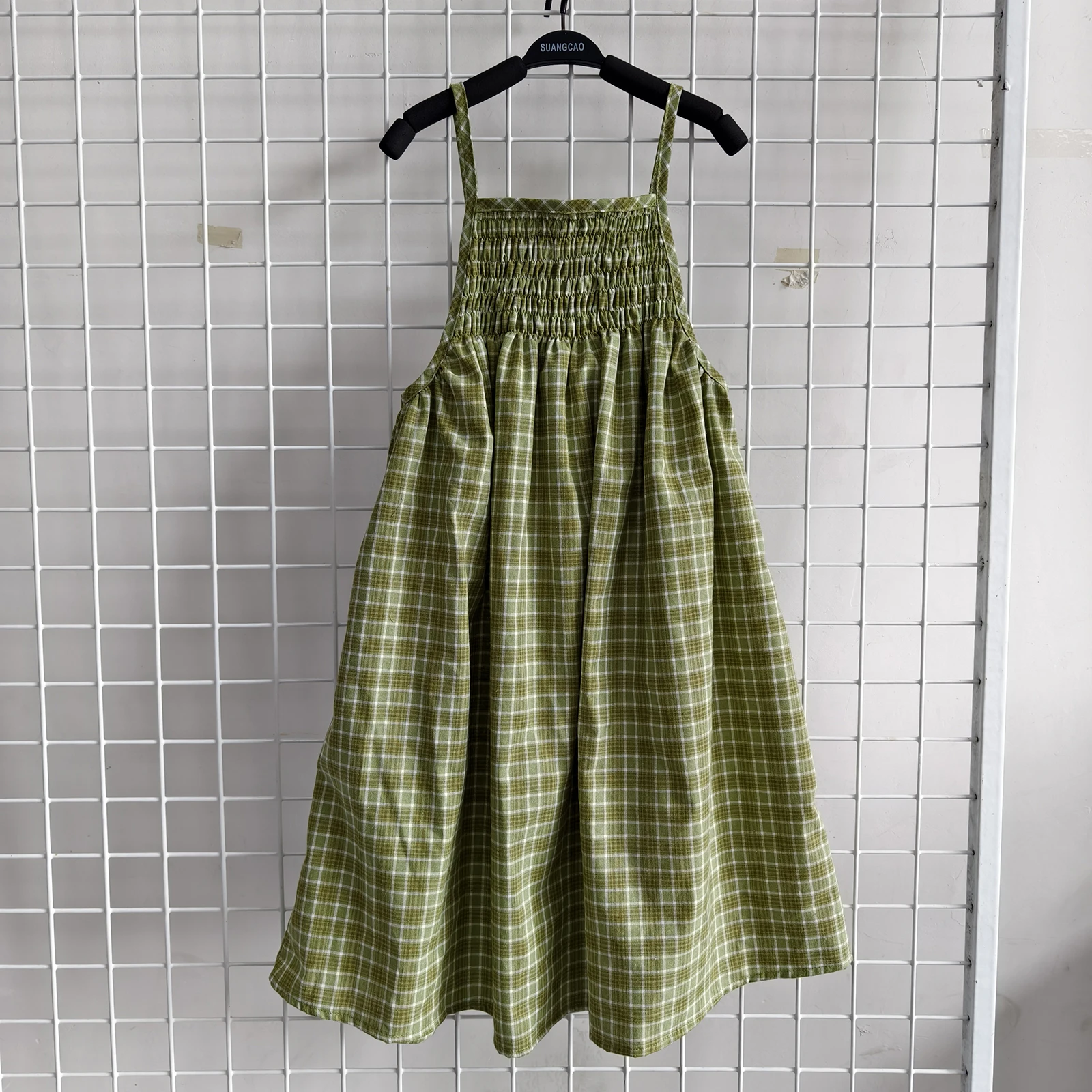 Girls Strap Cute Dress Sleeveless Grid Princess Dress Kids 100% Cotton Cute Ruffle Dress - Image 5