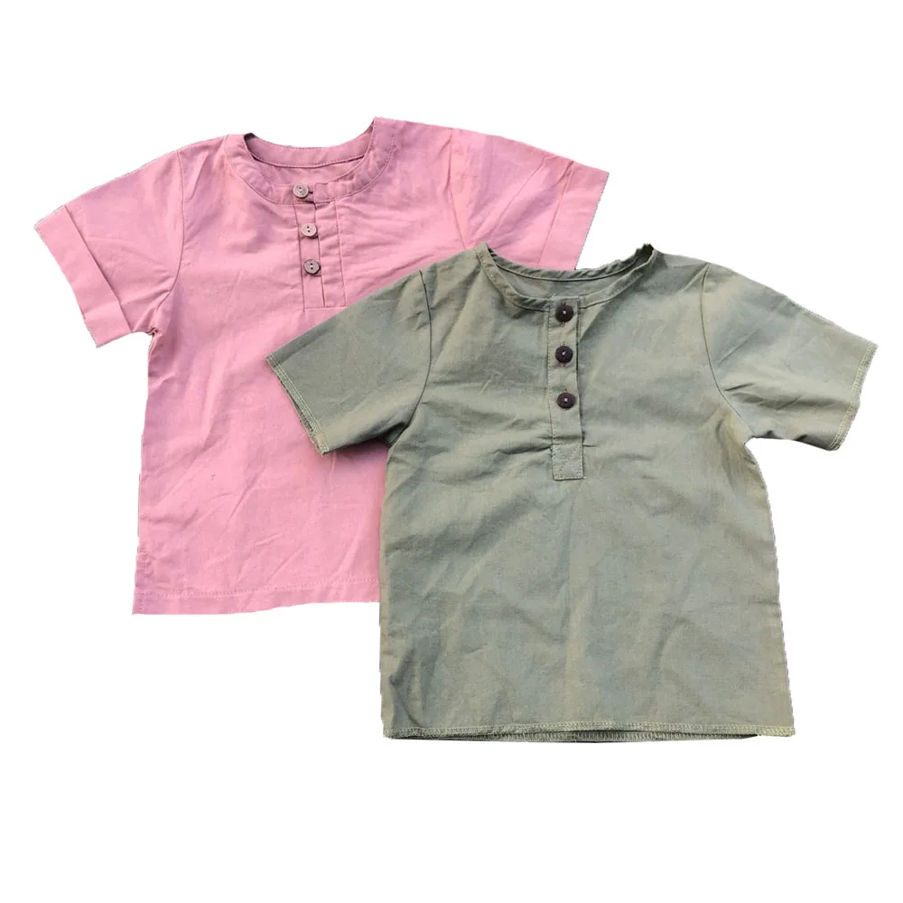 Advanced Simple Personality Bright Cotton and Linen T-Shirt for Kids New Short Design Smart Baby Clothing - Image 4