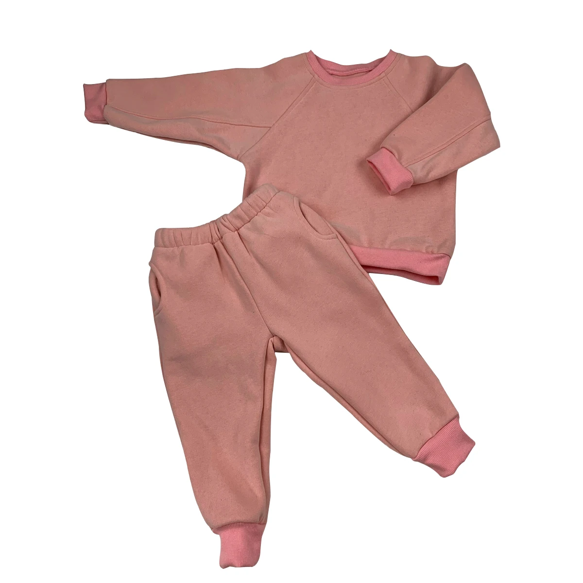 Custom Baby Thick Velvet Color Block Casual Style Clothes Sets Breathable Kids 2 Piece Clothes Suit - Image 5