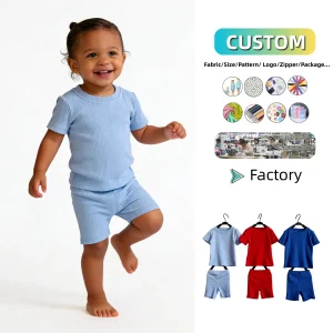 Comfortable Sweatshirt Children's Suit Cotton Pit Stripe Rib 2 Pieces Summer Set  Suitable for 0 - 8 Years Old Baby Suit