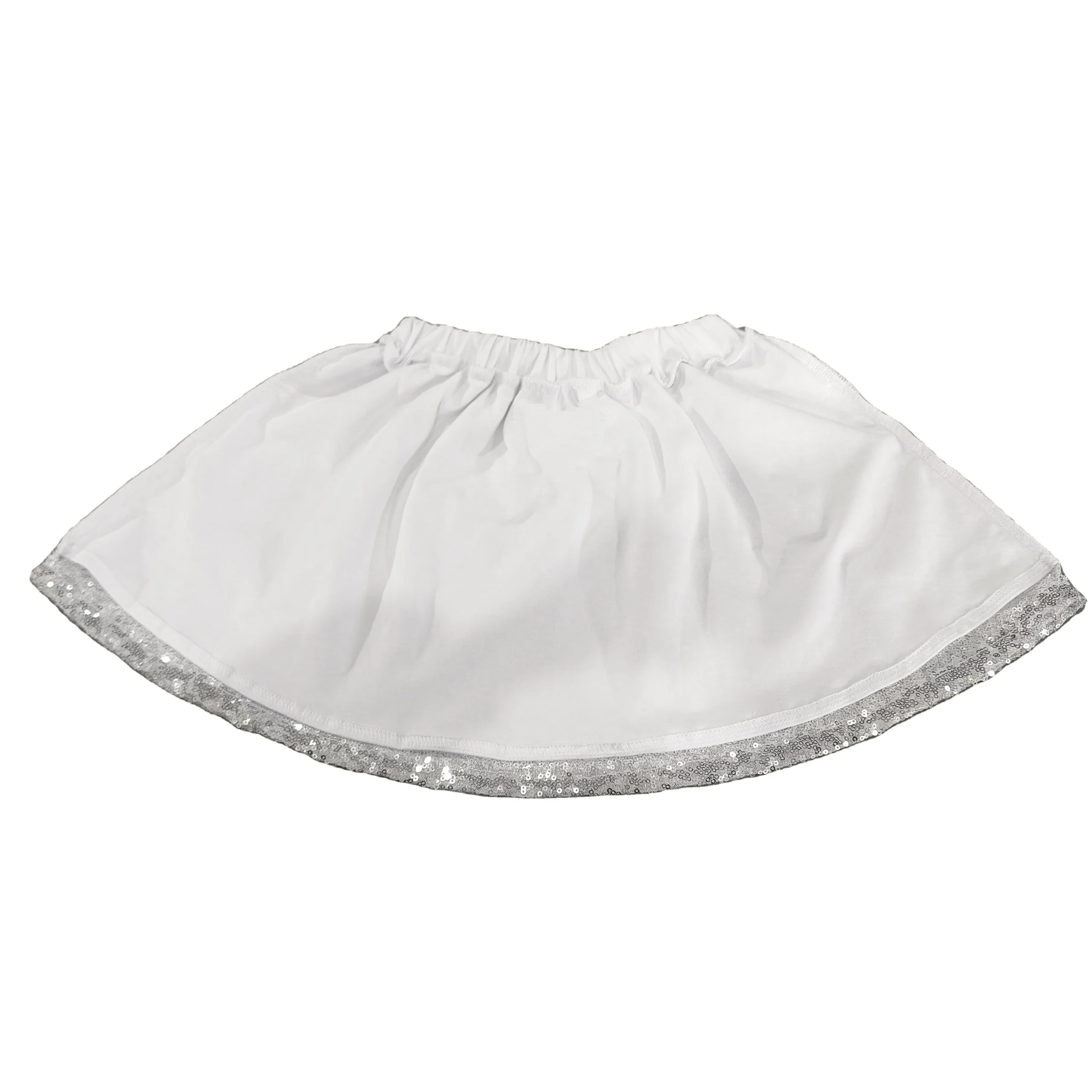 Girls Silver Sequin Skirt Kids Party Glitter Skirt with Lining A-line Dance Flared Glittery Skirt - Image 2