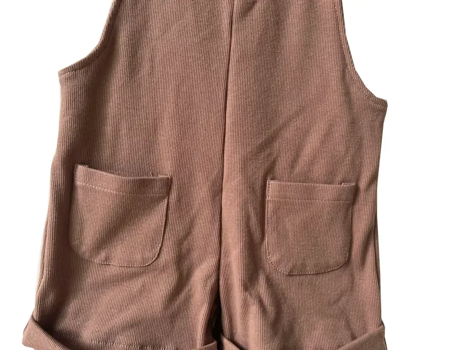 Summer Baby Jumpsuit Rib Lace up Pocket Romper Sleeveless Climbing Suit Baby Clothes - Image 4