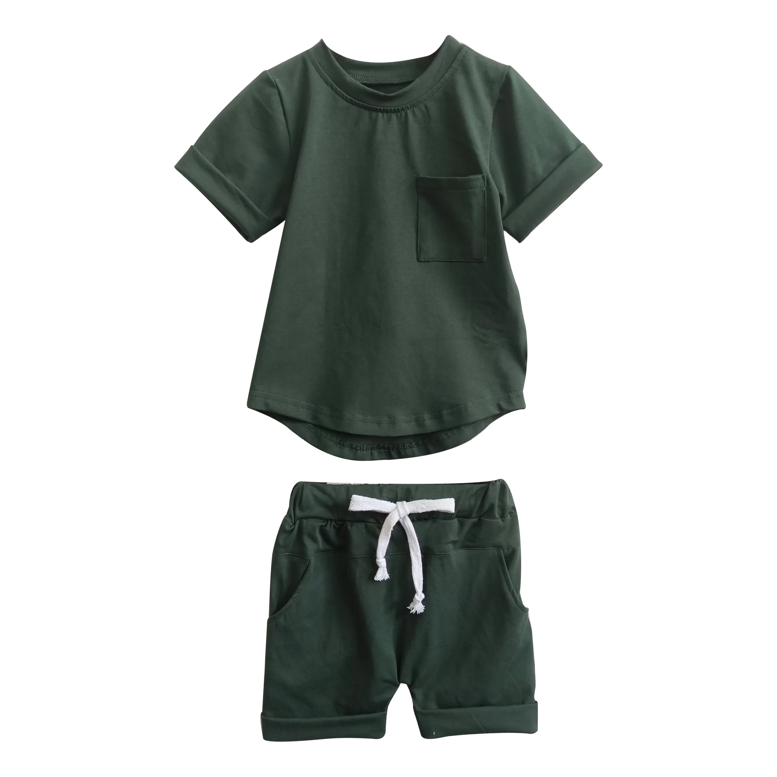 Factory Custom Summer Toddler Boys Girls Cotton Short Sleeve Top+Shorts Set Baby Outfits Sets