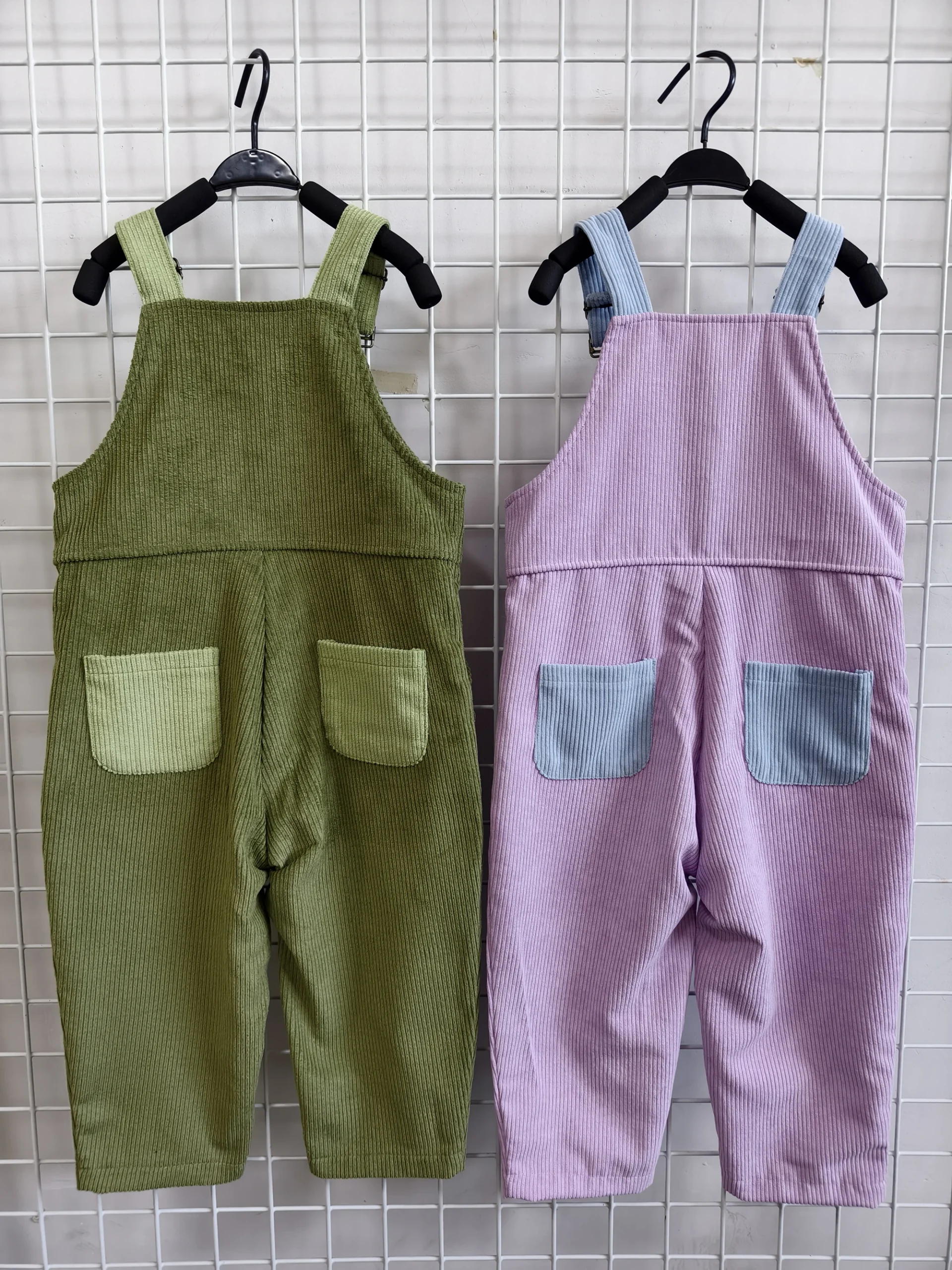 Baby Corduroy Overalls Summer Sleeveless Romper Kids Color Block Square Neck Dungarees Toddler Overall - Image 5