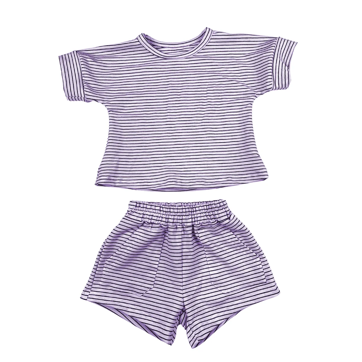 Comfortable and Cute Summer Kids Striped Short-Sleeved Sports Two-Piece Suit for Active Adventures - Image 5
