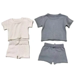 Custom Autumn Soft Baby Knitted Sweater Set Toddler Long Sleeve Casual Wear Toddler Clothes Set