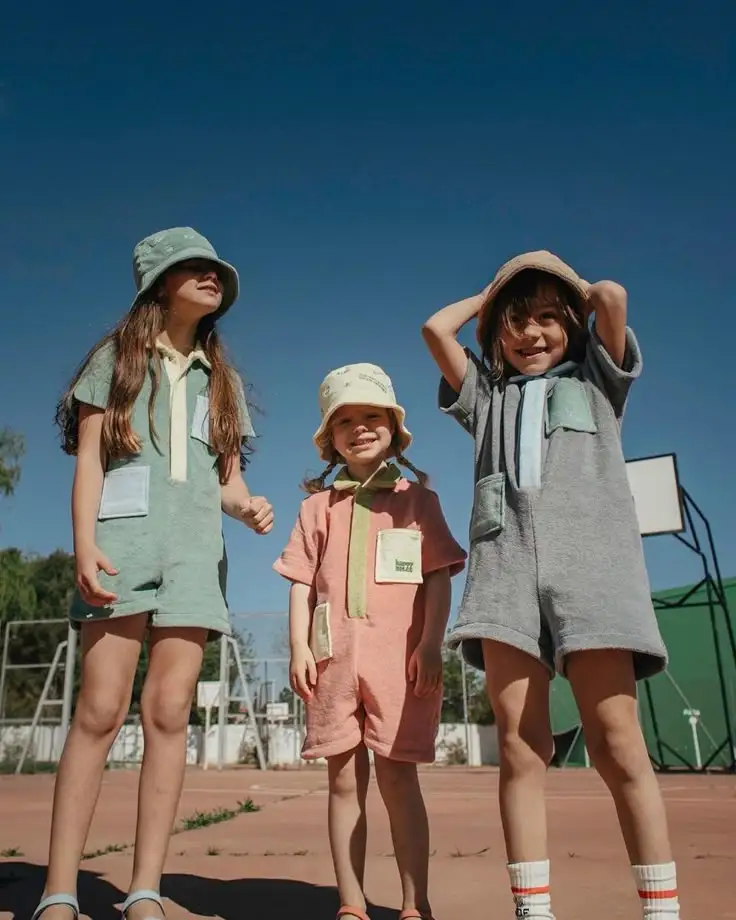 Boutique Custom Toddler Terry Cloth Romper Pocket Color Block Jumpsuit Summer Lovely Popular Toddler Clothing - Image 2