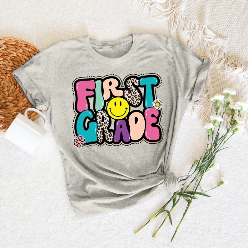 Summer Fashionable Trendy Short Cotton T-Shirt for Kids Cute and Sweet Rainbow-Themed for Back-to-School Season - Image 3