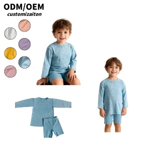 Retro Custom Acid Wash Unisex Baby Toddler Long Sleeve Set 2 Pieces Side Split Set Kids Clothes Set