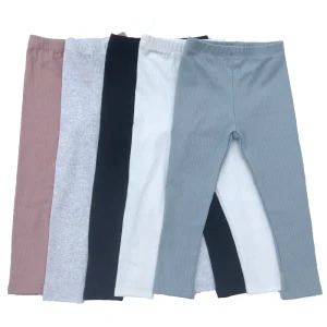 Spring Autumn Toddler Boy Girl Fashion Leggings Ribbing Cotton Solid Color Trousers Children's Pants