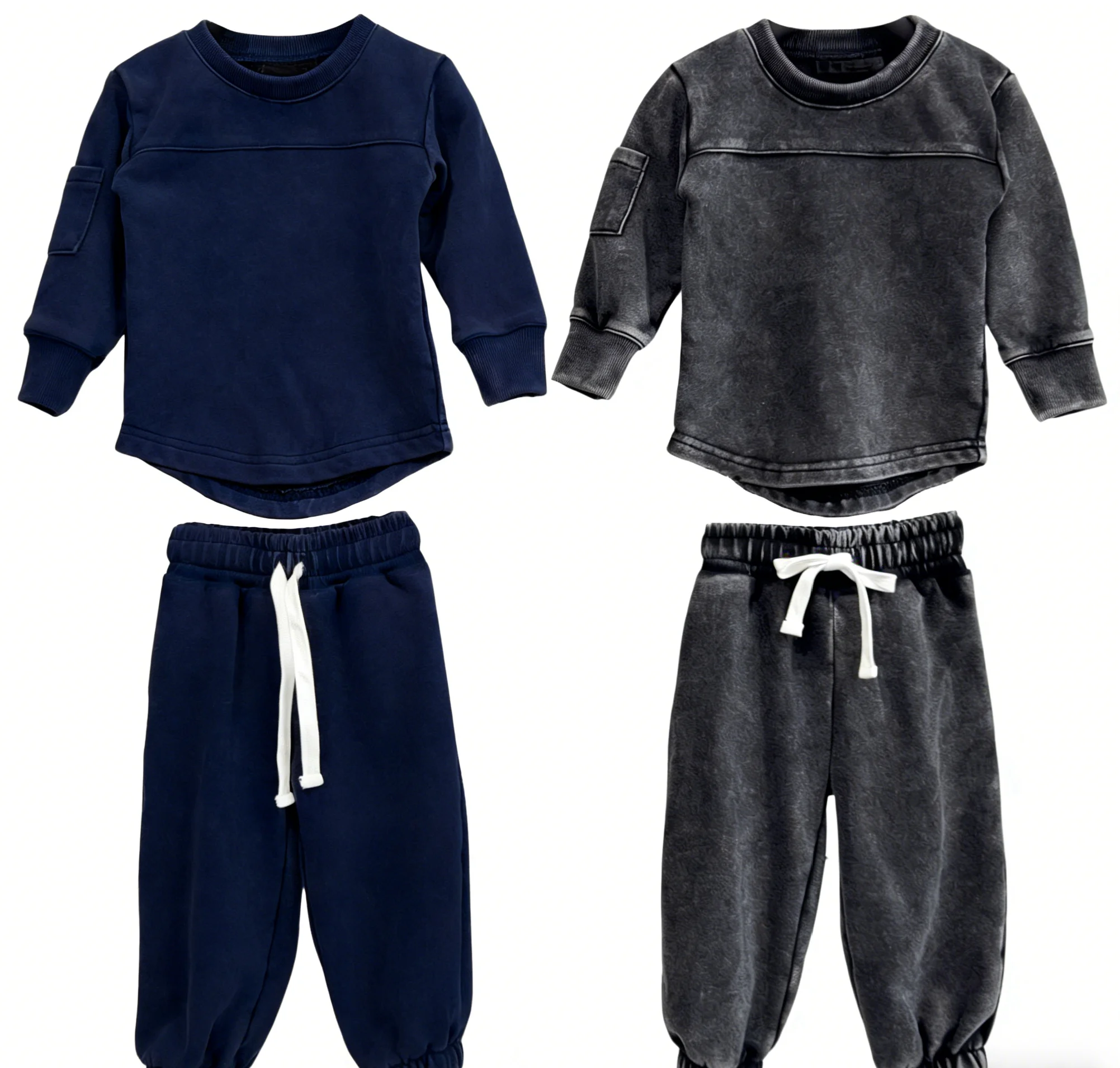 Custom Children's Hoodie Set Kids Clothes Set Spring and Autumn Baby Boys Clothes Long Sleeve Acid-wash Hoodie Set for 0-8T - Image 4