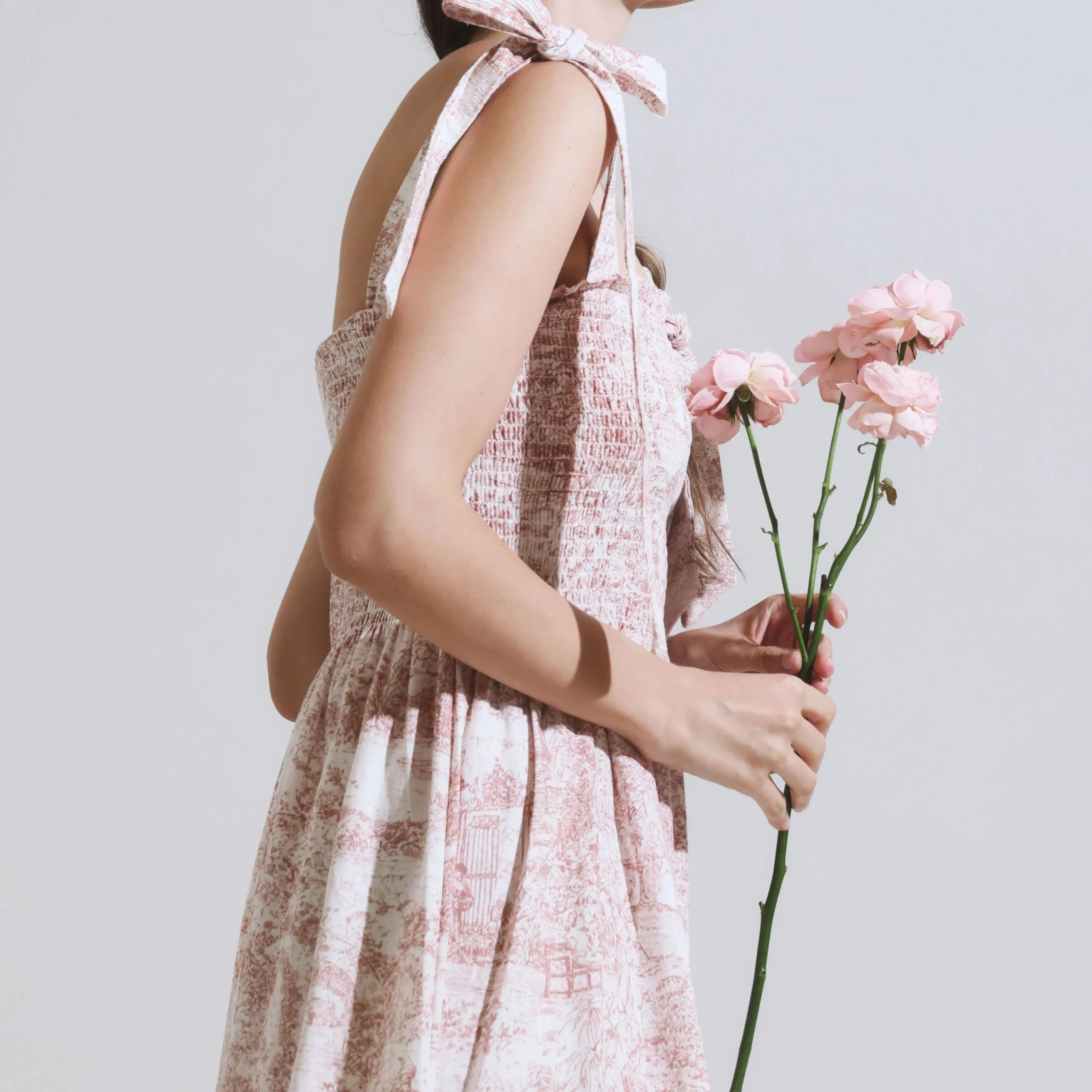 Custom Mommy and Me Cotton Fabric Print Smocked Ruffle Summer Dress - Image 3