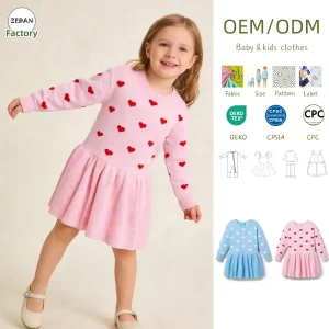 Custom Baby Cardigan Dress Children's Printed Skirt New Kids Sweater Dress with Cute Printing Girls Knitted Princess Dress