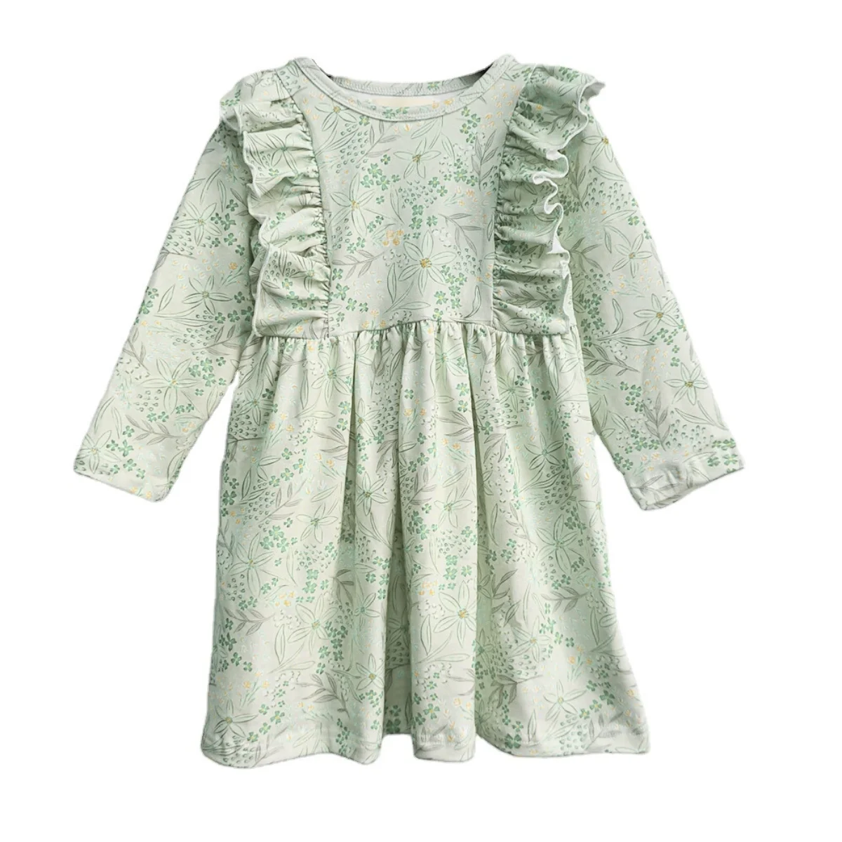 Fashionable and Trendy Girls Dress Spring & Autumn Kids Long-Sleeved Unique Bright Knitted Cotton Printed Skirt - Image 3