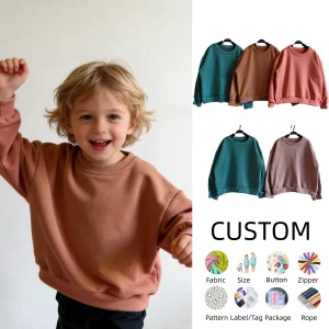 OEM Kids Clothes Set Toddler Girl Clothes Solid Color Crewneck Sweatshirt Long Sleeve Pullover Tops Fall Winter Outfit