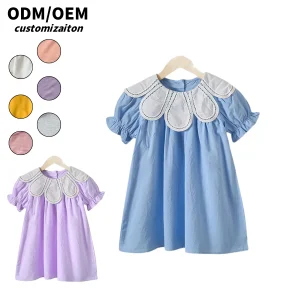 Elegant Bright-Colored Cotton Dress for Girls Unique Novel Individualistic Short Style Design with Dynamic Kids' Fashion