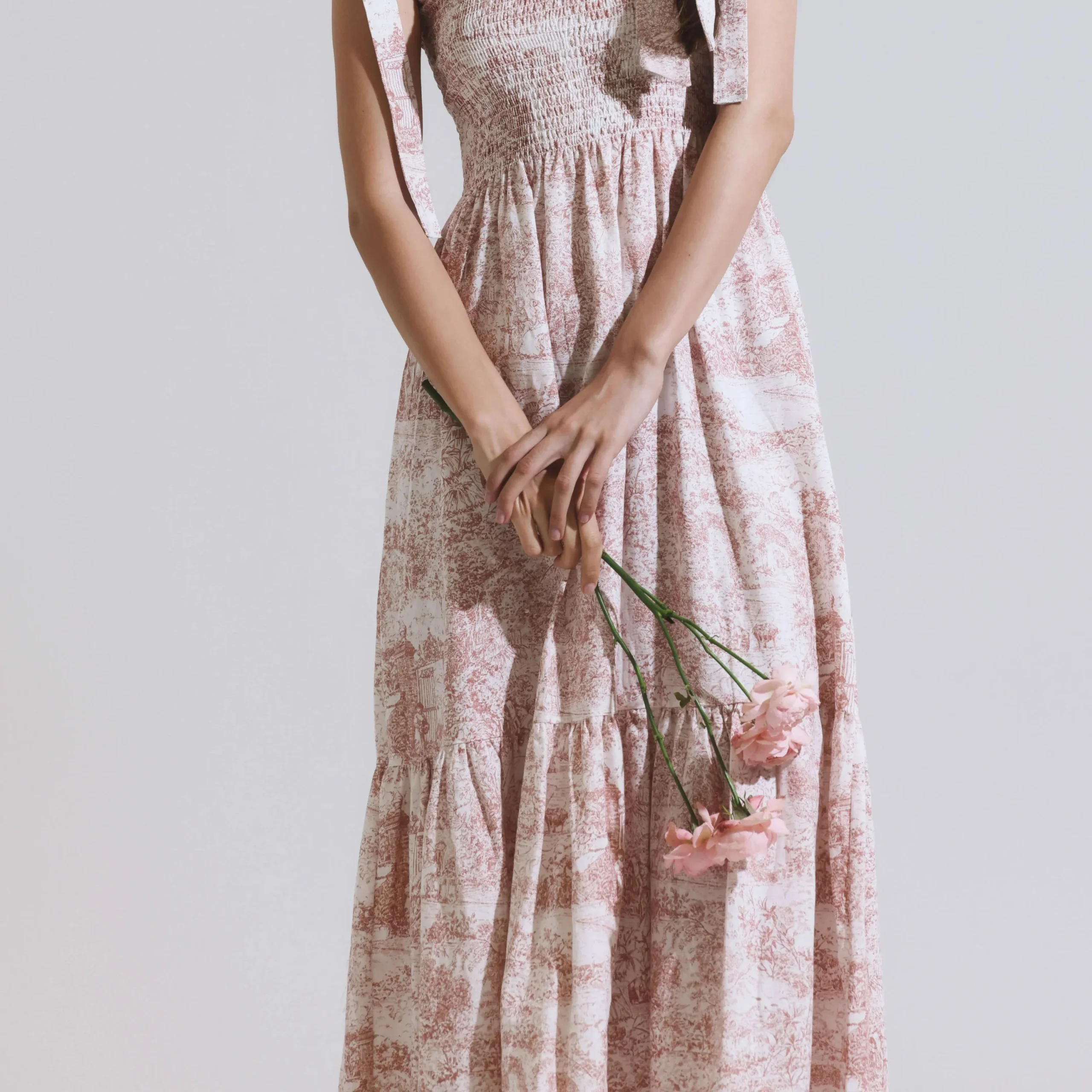 Custom Mommy and Me Cotton Fabric Print Smocked Ruffle Summer Dress - Image 5