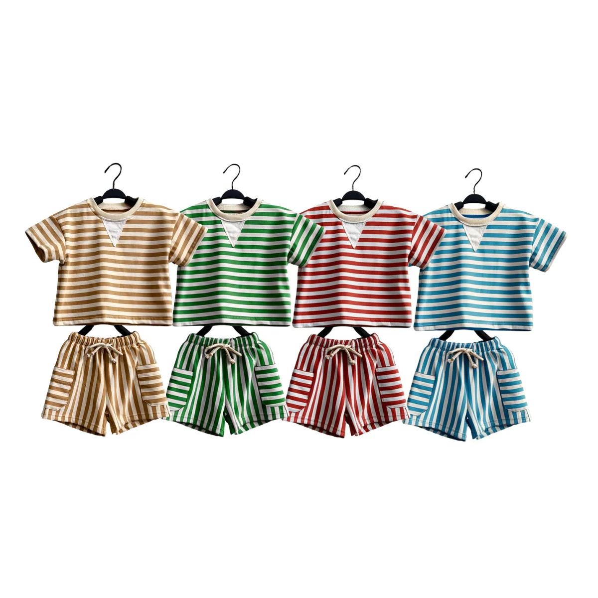 Comfortable Striped Sweatshirt Cotton Children's Suit Summer Set Suitable for 0 - 8 Years Old Baby Suit - Image 2