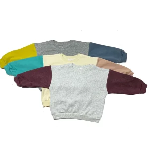 Custom OEM Design Toddler French Terry Color Block Long Sleeve Crewneck Pullover Sweatshirt Cute Infant Tops