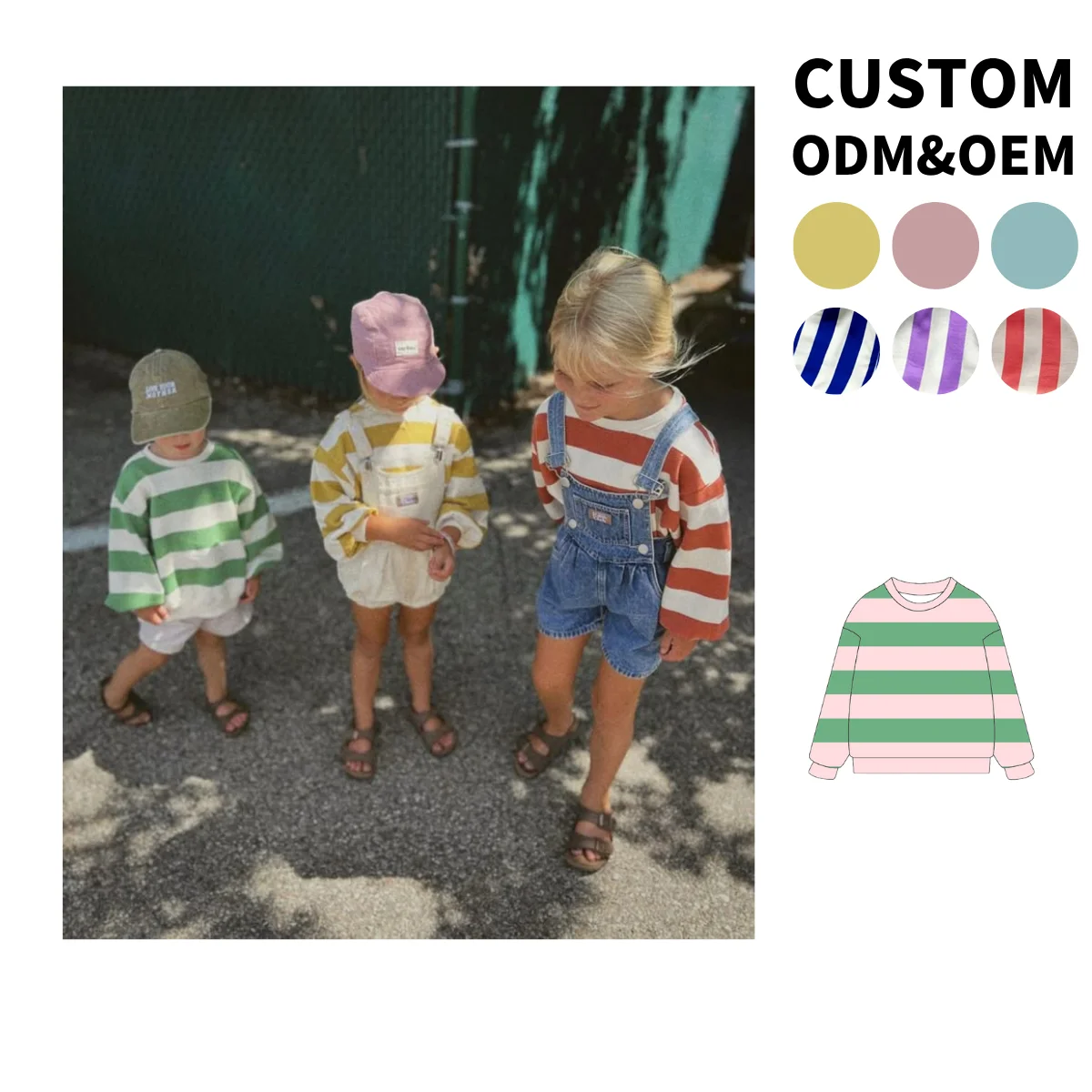 Custom Stripe French Terry Sweatshirt Oversize Baby Toddler Pullover