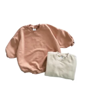Custom Toddler Baby Sweatshirt Romper Long Sleeve Baby Romper Solid Color Loose Bodysuit Sweatshirt Fat Loose Casual Romper