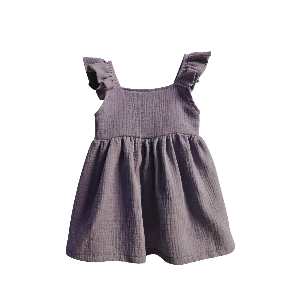 Girl Boho Dress Muslin Cotton One-piece with Bow Summer Sleeveless Square Neck A-line Ruffle Dress - Image 3