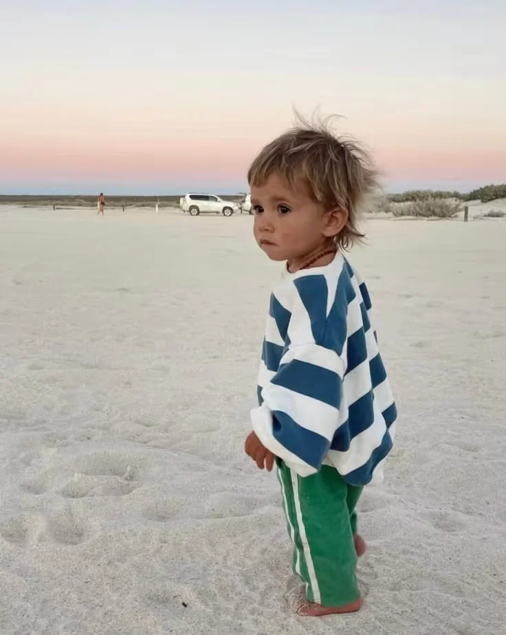 Custom Stripe French Terry Sweatshirt Oversize Baby Toddler Pullover Baby Clothing - Image 2