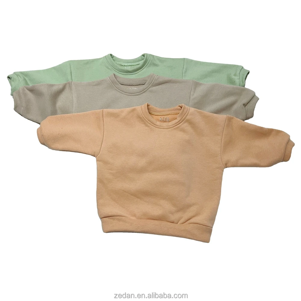 Classic Design French Terry Custom Color Long Sleeve Baby Sweatershirts with Stripe for Autumn