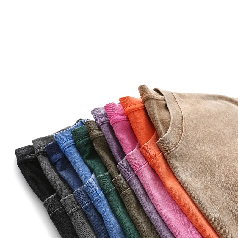 Vintage Wash Style Cotton Adult T-shirt Summer Short Sleeve Crew Neck Lose Hip Hop Tee - Image 5