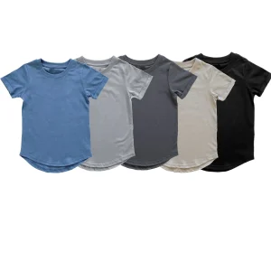 Custom Summer Baby Shirt Short Sleeve Curved Hem Basic Tees Tops