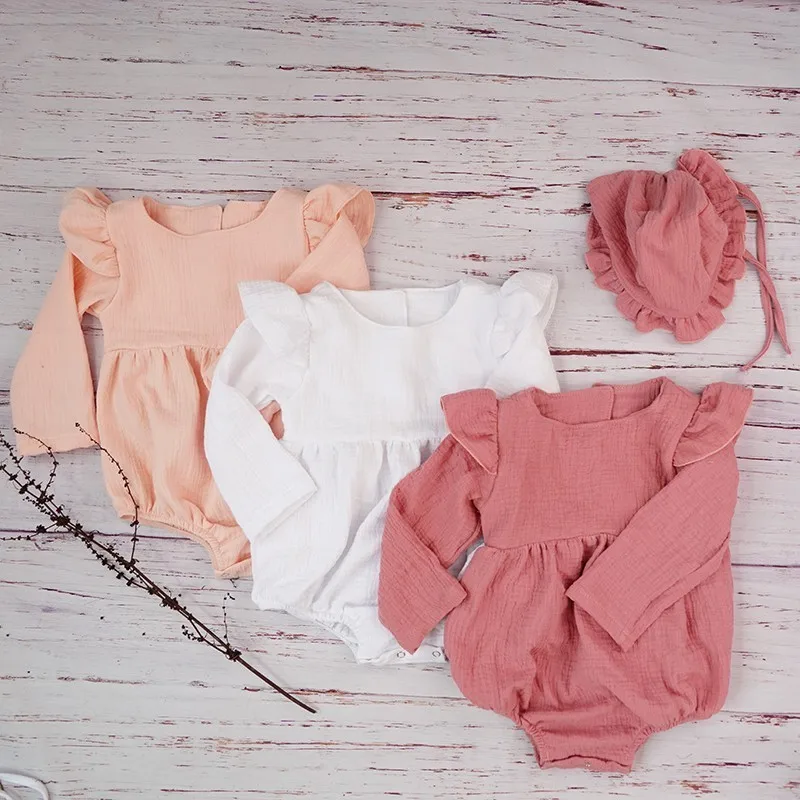 Autumn Infant Baby Romper New Fashion Muslin Flutter Long Sleeve Bodysuit Newborn Cute Outfits - Image 2