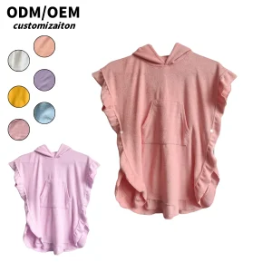 Customized Short-Style Kids' T-Shirts with Lace Trim Quick-Drying Stretchy Soft Towel Fabric Trendy Baby Cloak