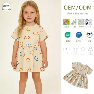 Custom Baby Clothes Fancy Dress Soft 100% Cotton Custom Printing Baby Girl Gift Dress for Summer Girl's Summer Clothing