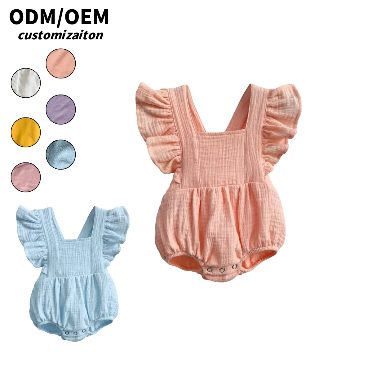 Customization Trendy Short Kids Rompers Comfortable Organic Crepe Crawling Wear Bright and Fashionable for Babies