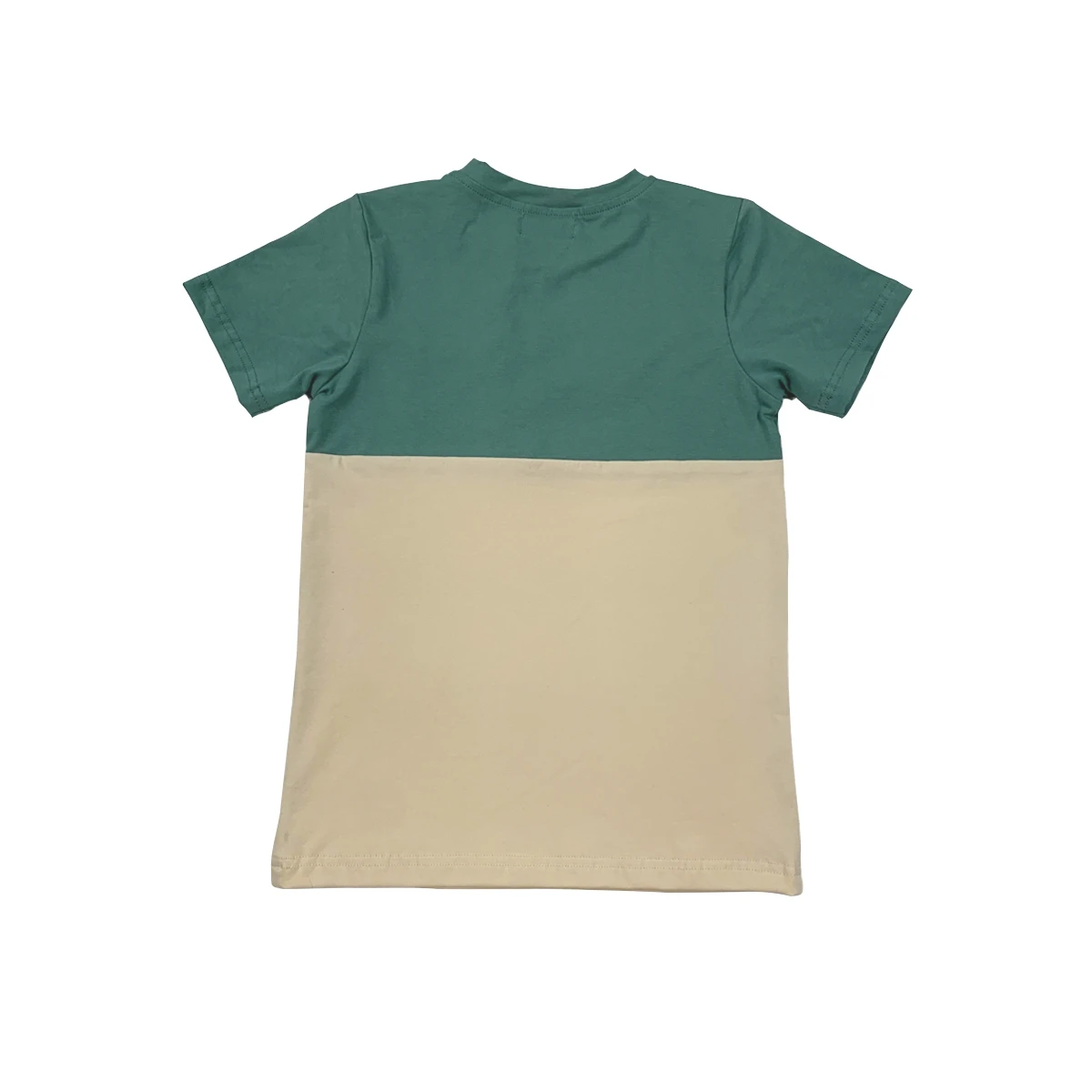 High Quality Custom Baby Knit Cotton Short Sleeve Toddler Color Block Pocket T-Shirt O-Neck Shirt - Image 2