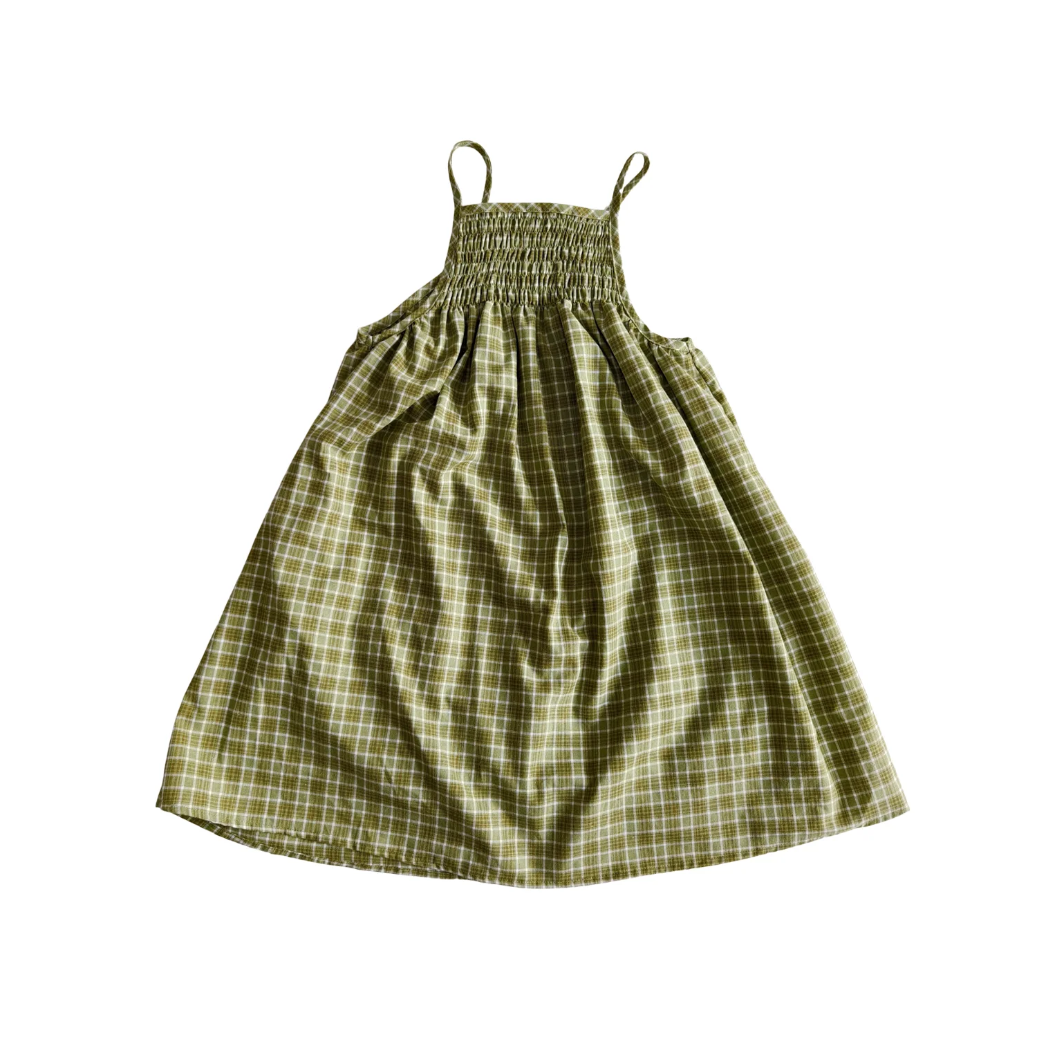 Girls Strap Cute Dress Sleeveless Grid Princess Dress Kids 100% Cotton Cute Ruffle Dress - Image 6