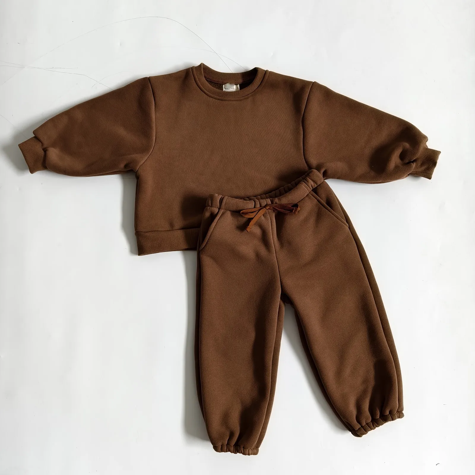 Winter Unisex Baby Toddler Fleece Tracksuit Sets Sweatshirt 2 Pcs Jogger Sets - Image 6