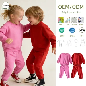 Comfortable Kids Set Toddler Shibo Fleece Tracksuit Set Soft Crewneck Sweatshirt & Pants Casual Daily Outfit Multiple Colors
