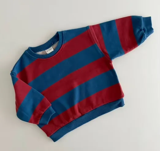 Custom Stripe French Terry Sweatshirt Oversize Baby Toddler Pullover Baby Clothing - Image 6